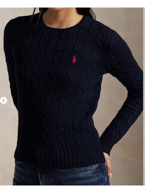 Crew neck sweater in cable knit cotton LAUREN RALPH LAUREN | RINETT-LONG SLEEVE-PULLOVER.NAVY